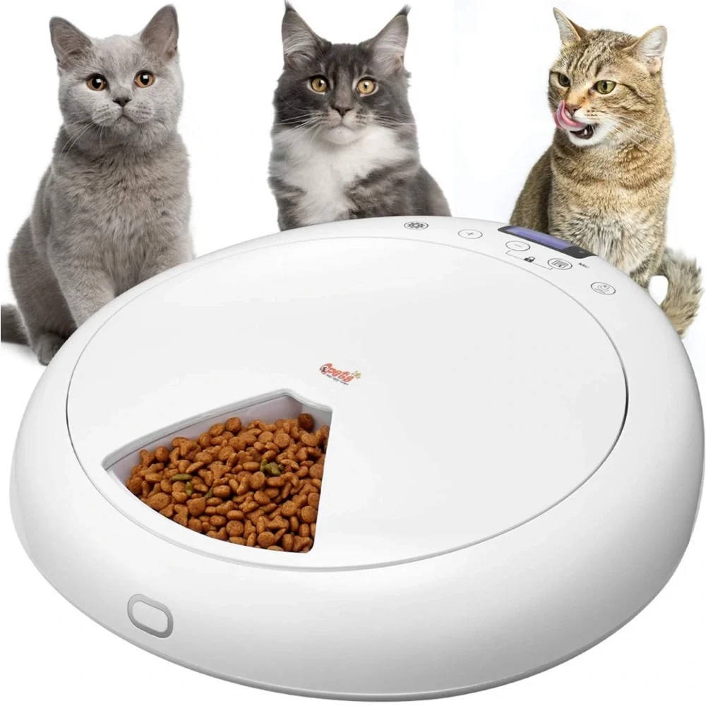 QPETS 6 Meals Automatic Cat Dog Feeder Auto Pet Feeder with Programmable Timer
